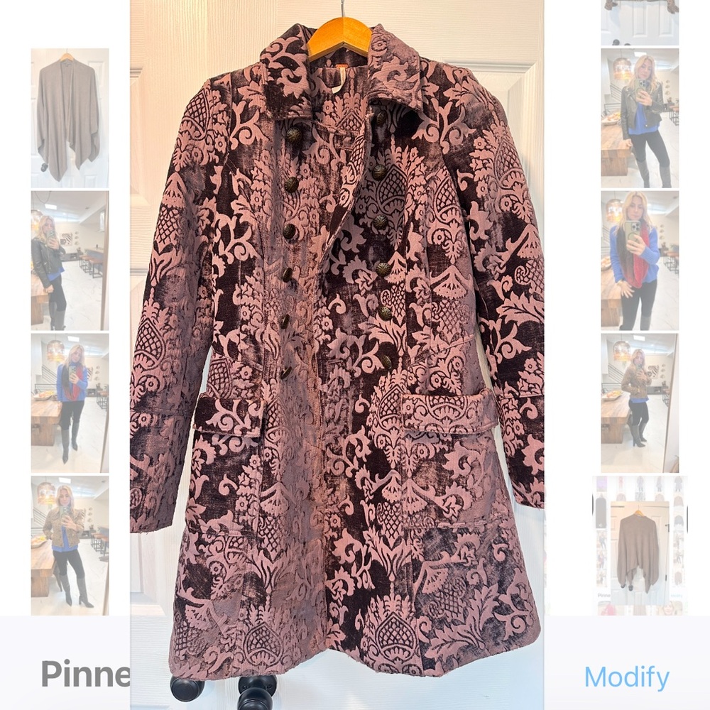 Anthropologie Pink and Black Floral Coat